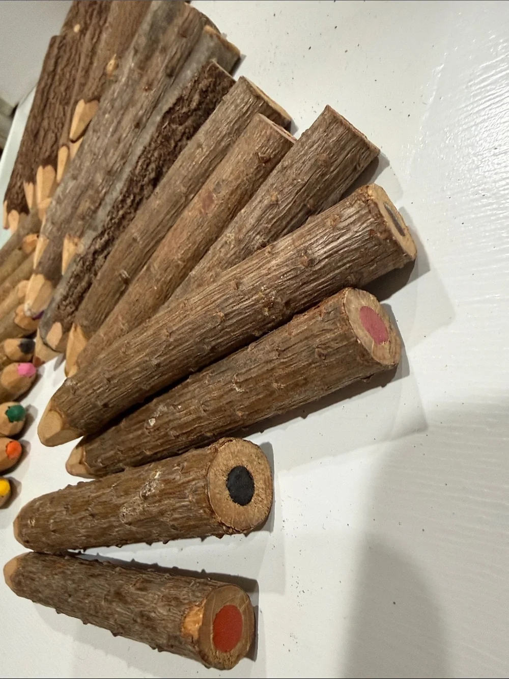 Rustic Bark Colored Pencil Set - Brown Natural Twigs Finish 33 Count